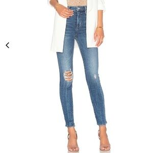 Lovers + Friends Mason High Rise Skinny Blue Distressed Jeans in Larchmont 27